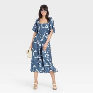 A New Day Flutter Sleeve Tie-back Dress (M)